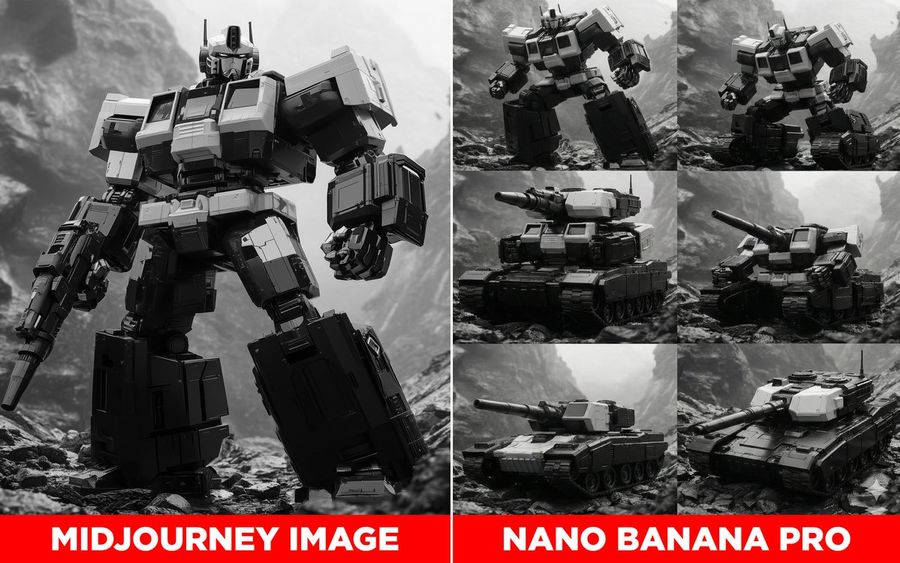 Transformer Robot To Tank Transition Prompt — Nano Banana Pro image prompt example