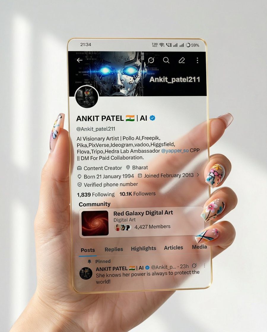 Transparent Glass Social Media Profile Effect — Nano Banana Pro image prompt example