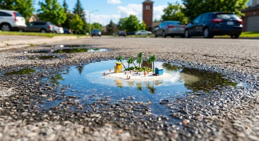 Tropical Island In A Puddle Prompt — Nano Banana Pro image prompt example