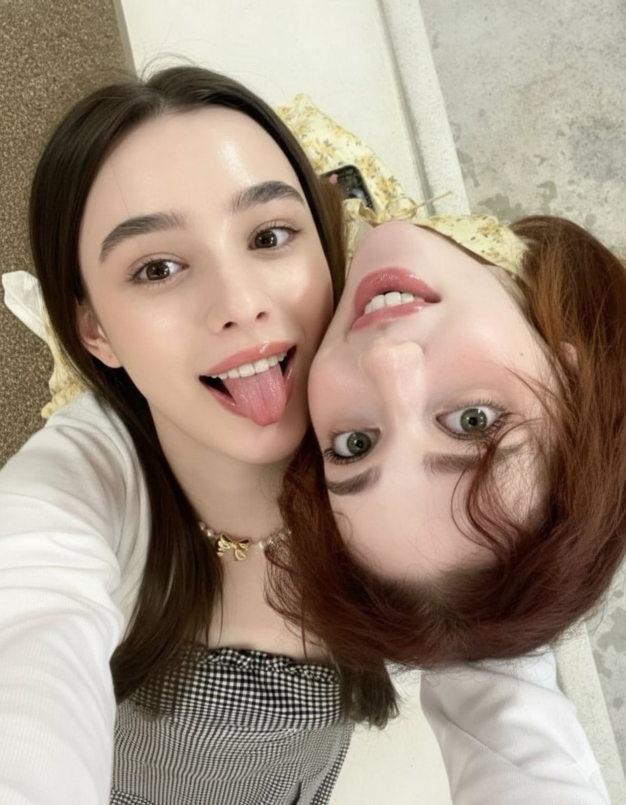 Ultra Detailed Close Up Selfie Of Two Girls — Nano Banana Pro image prompt example