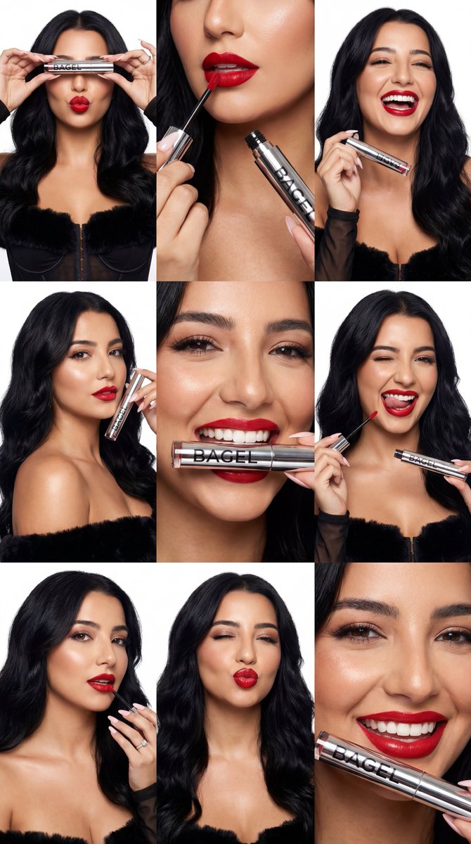 Ultra Photoreal Beauty Campaign Contact Sheet Bagel — Nano Banana Pro image prompt example
