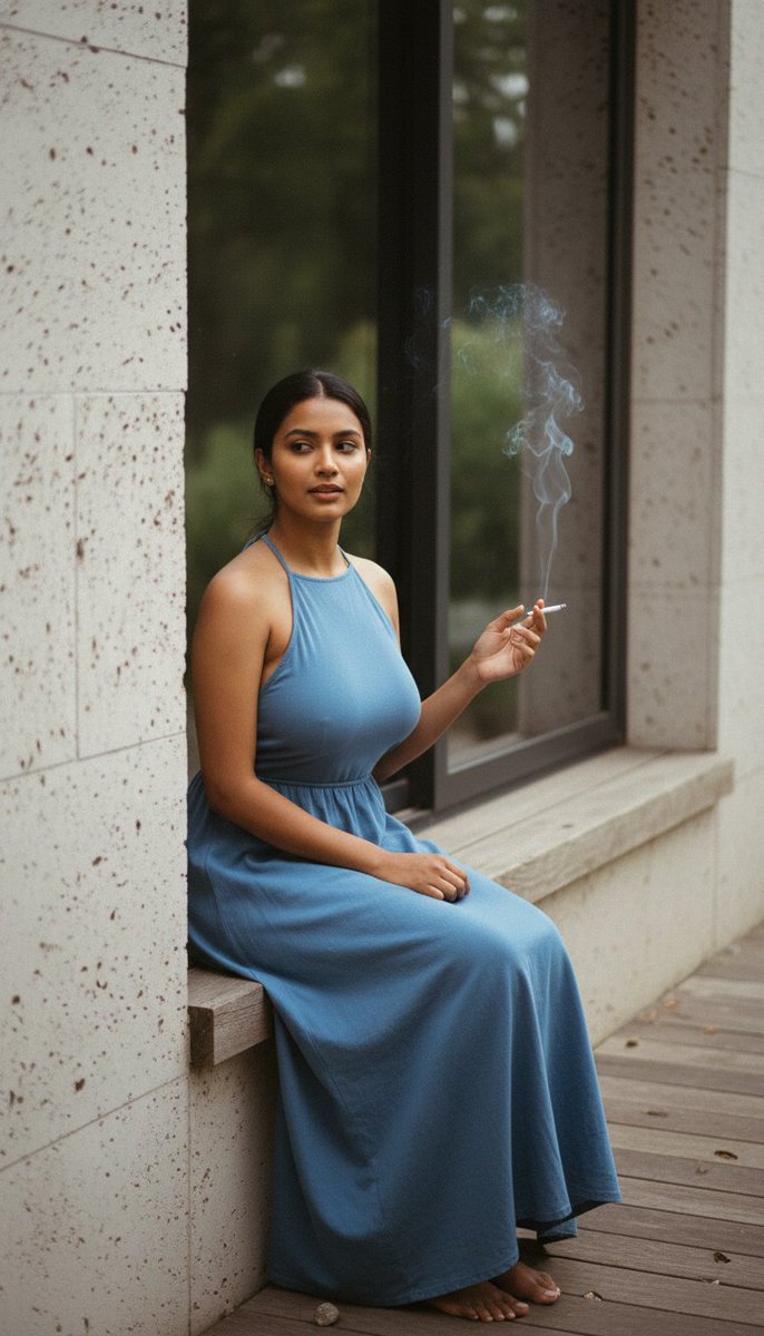 Ultra Photoreal Editorial Candid Of A Woman With A Cigarette — Nano Banana Pro image prompt example