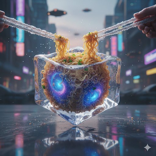Ultra Photorealistic Cinematic Food Action Shot Of Noodles — Nano Banana Pro image prompt example