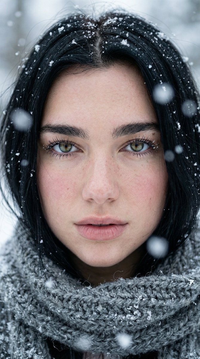 Ultra Photorealistic Winter Portrait Macro Focus — Nano Banana Pro image prompt example