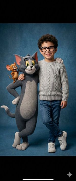 Ultra Realistic 3d Cinematic Portrait Of Boy With Tom And Jerry — Nano Banana Pro image prompt example