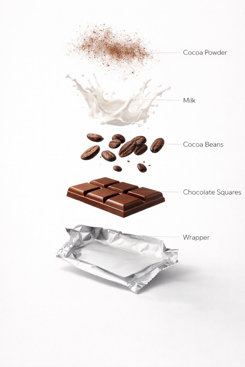Ultra Realistic Chocolate Bar Advertising Prompts Motion And Exploded View — Nano Banana Pro image prompt example