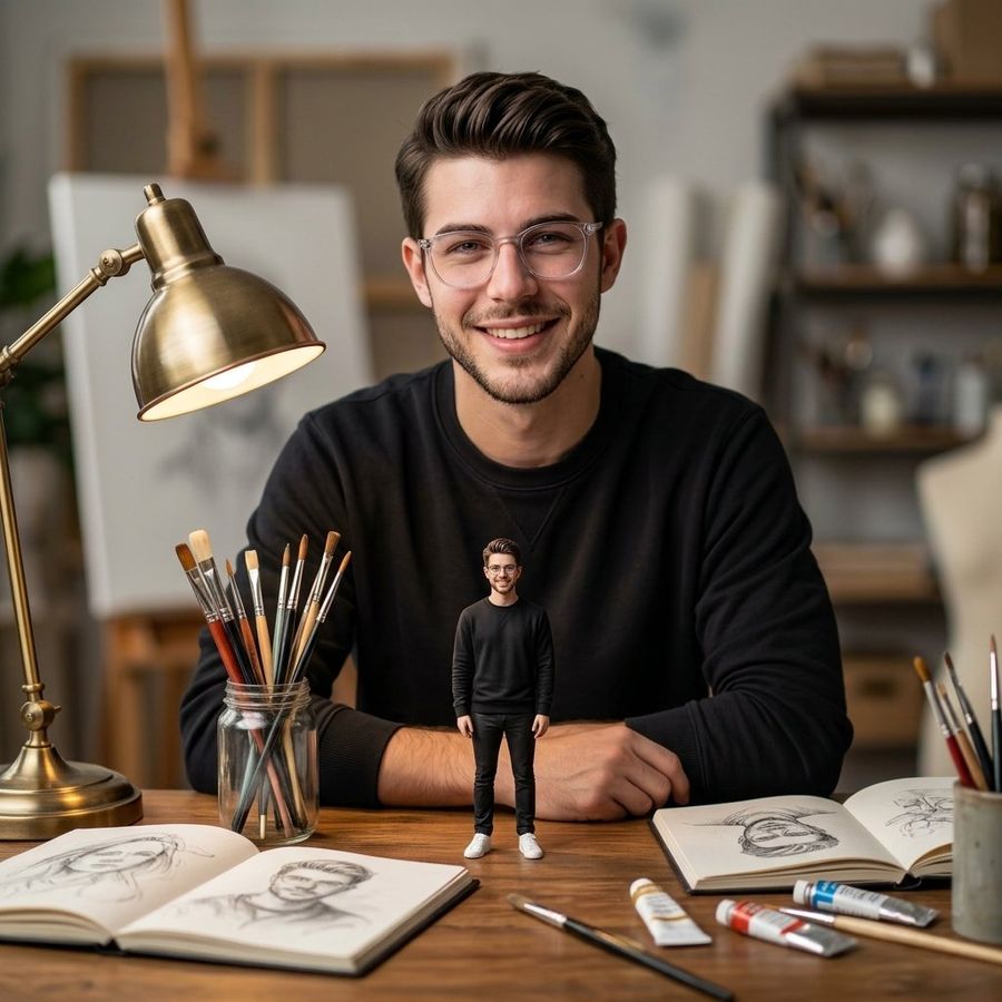 Ultra Realistic Cinematic Portrait With Miniature Self — Nano Banana Pro image prompt example