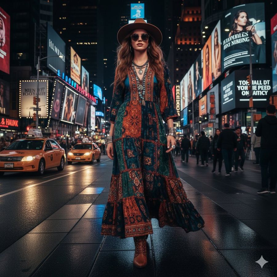 Ultra Realistic Cinematic Western Fashion In Times Square Prompt — Nano Banana Pro image prompt example