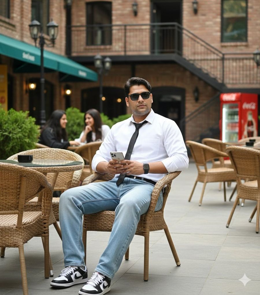 Ultra Realistic Dslr Photo Of An Indian Man In A Caf — Nano Banana Pro image prompt example