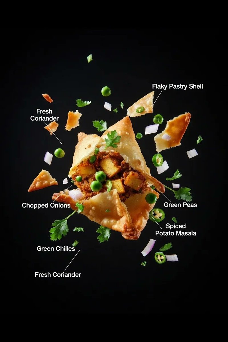 Ultra Realistic Food Advertisement Shot Of An Indian Samosa — Nano Banana Pro image prompt example