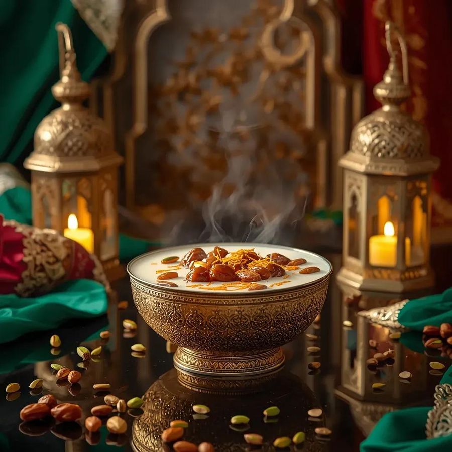 Ultra Realistic Luxury Sheer Khurma Food Photography — Nano Banana Pro image prompt example