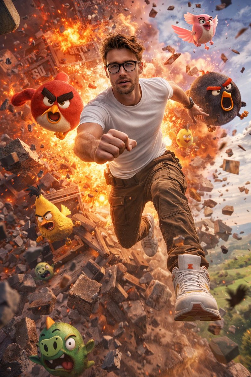 Ultra Realistic Man In Angry Birds World — Nano Banana Pro image prompt example
