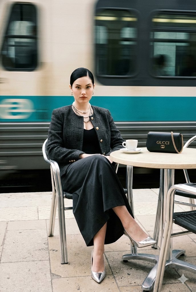 Ultra Realistic Street Fashion Portrait With Motion Blur — Nano Banana Pro image prompt example