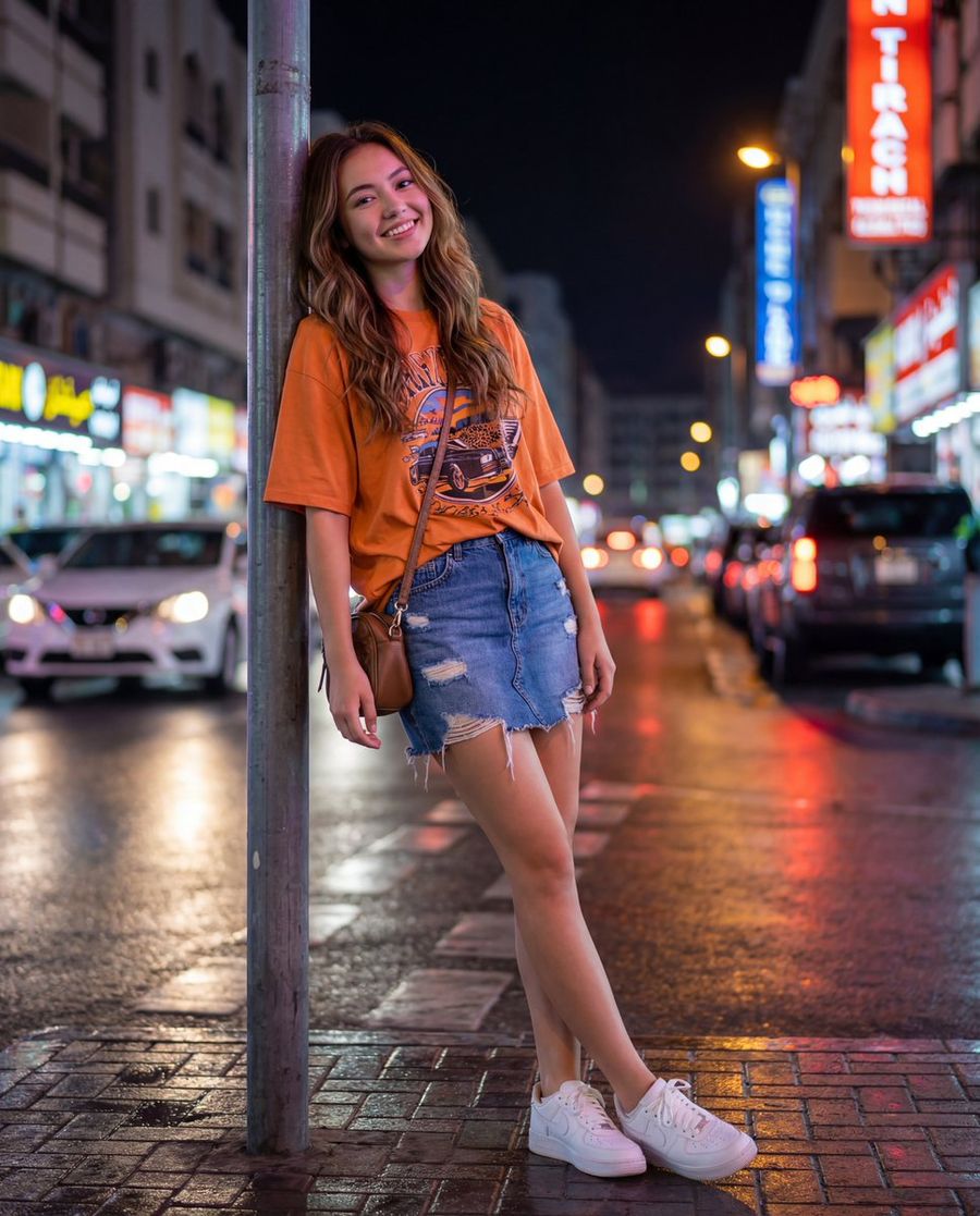 Urban Night Portrait With 100 Facial Accuracy — Nano Banana Pro image prompt example