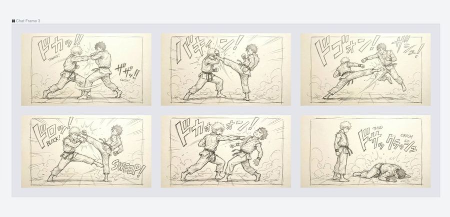 Varied Combat Scene Rough Sketch Prompt — Nano Banana Pro image prompt example