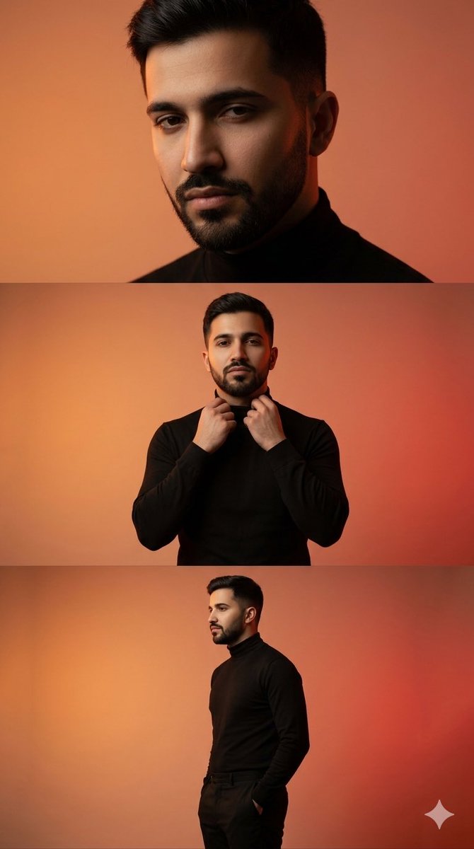 Vertical Collage Of A Stylish Young Man — Nano Banana Pro image prompt example