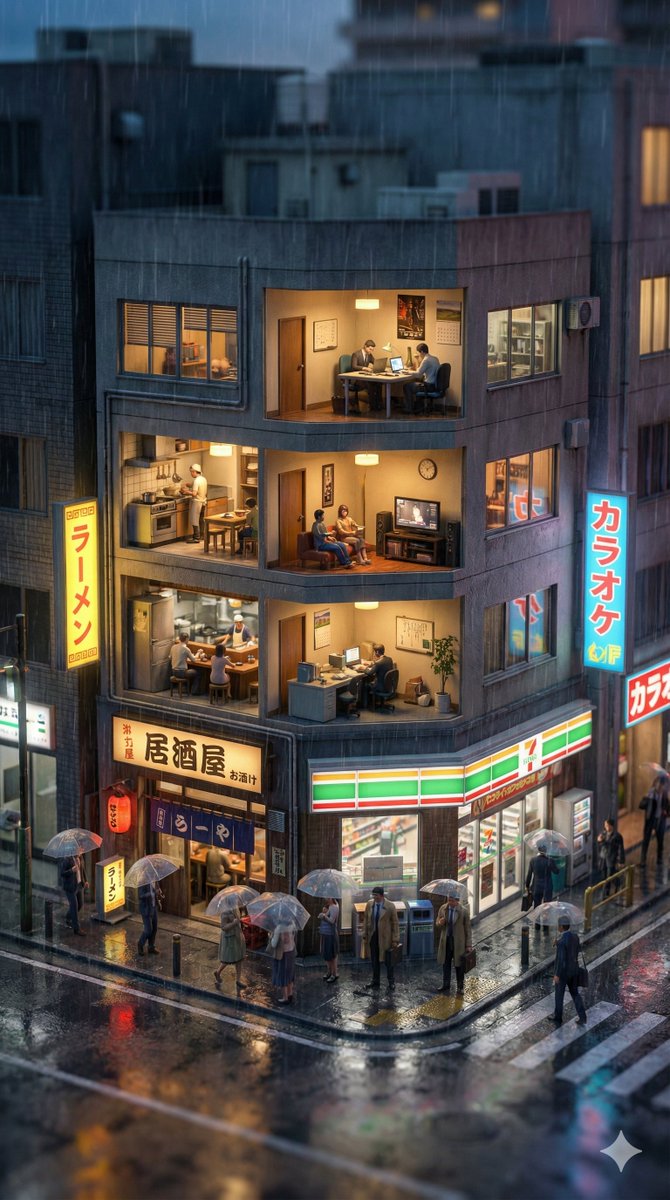 Vertical Tilt Shift Miniature City Cross Section — Nano Banana Pro image prompt example