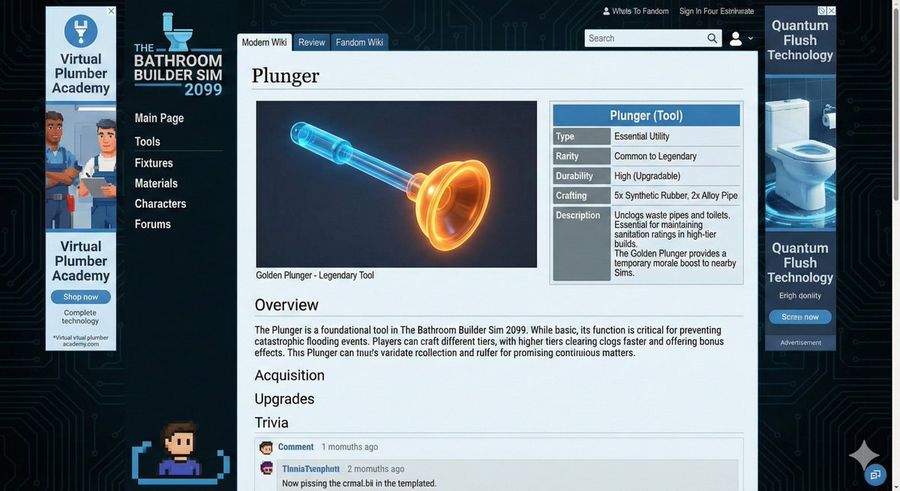 Video Game Wiki Style Plunger — Nano Banana Pro image prompt example