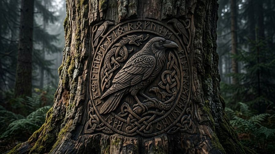 Viking Tree Carvings — Nano Banana Pro image prompt example