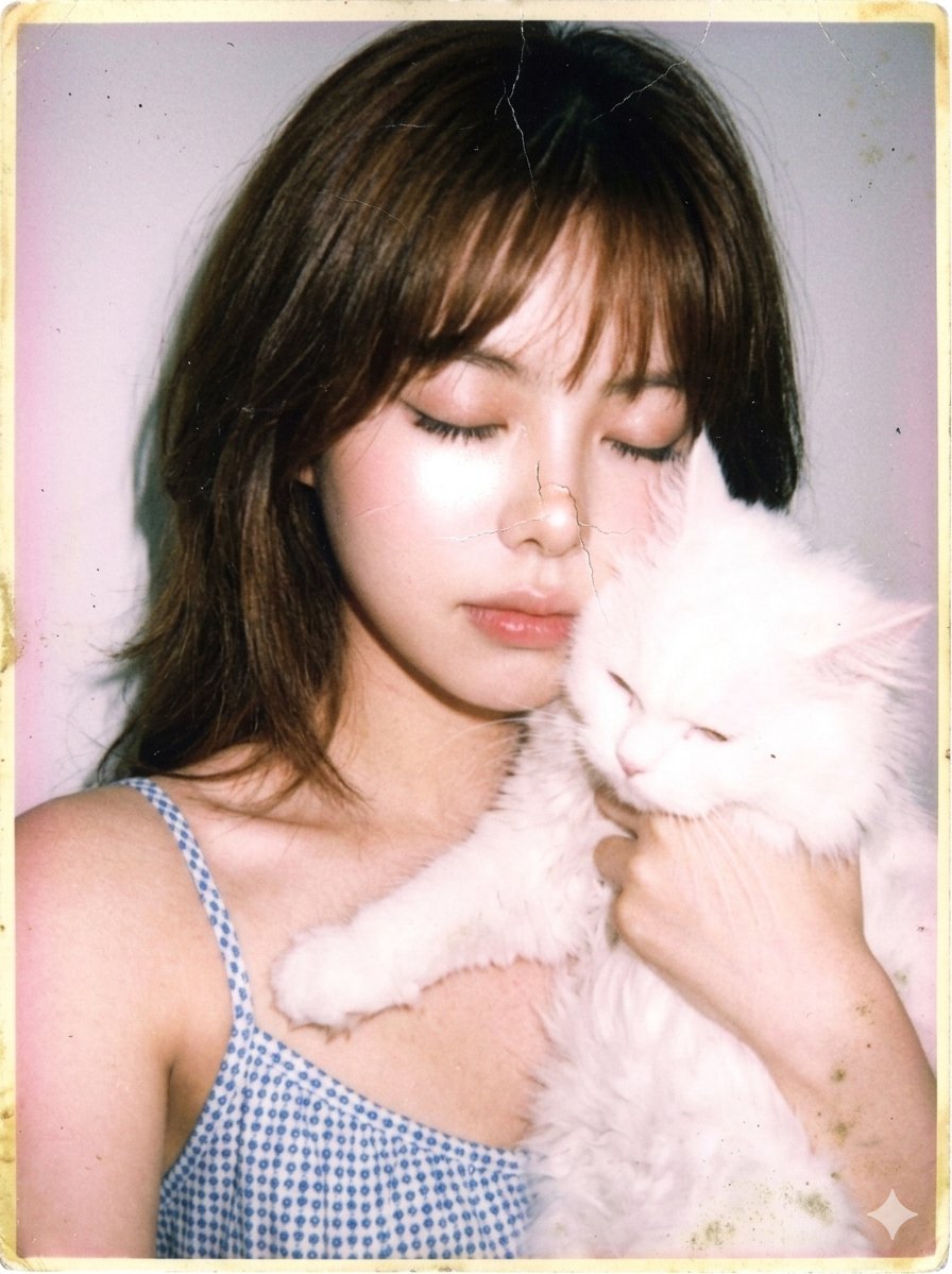 Vintage 1980s Polaroid Cat Snapshot — Nano Banana Pro image prompt example