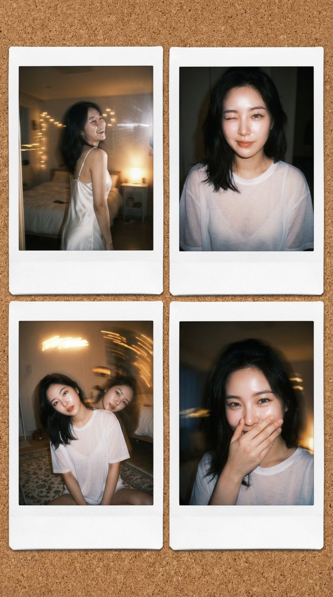 Vintage Film Korean Idol Mirror Selfie Collage — Nano Banana Pro image prompt example