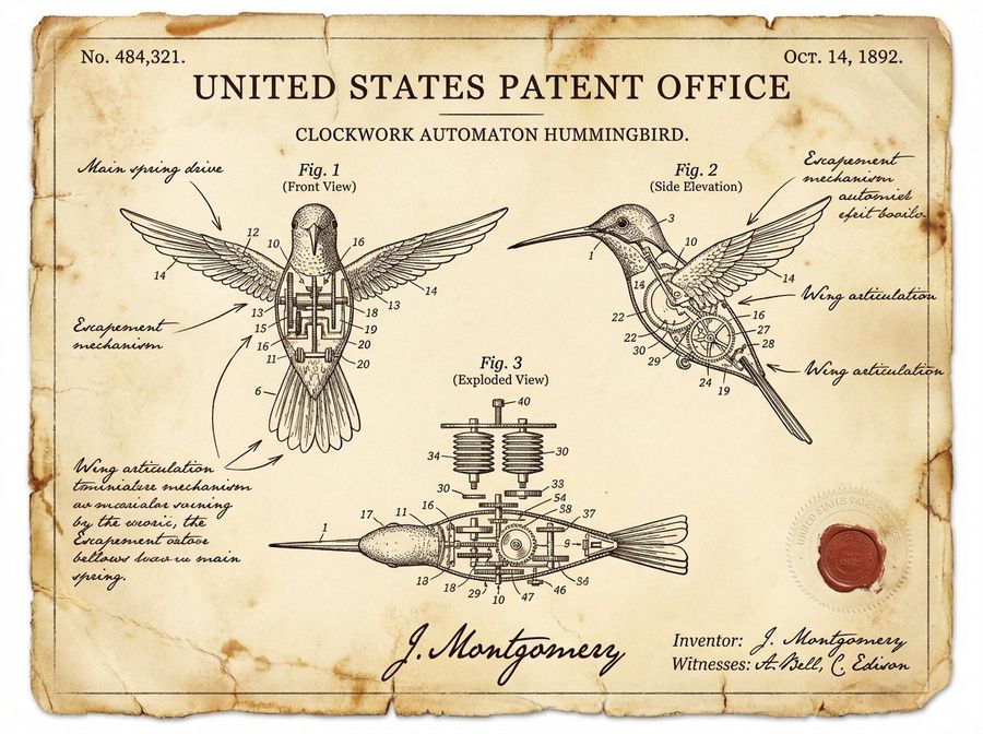Vintage Patent Technical Drawing — generated with Nano Banana Pro