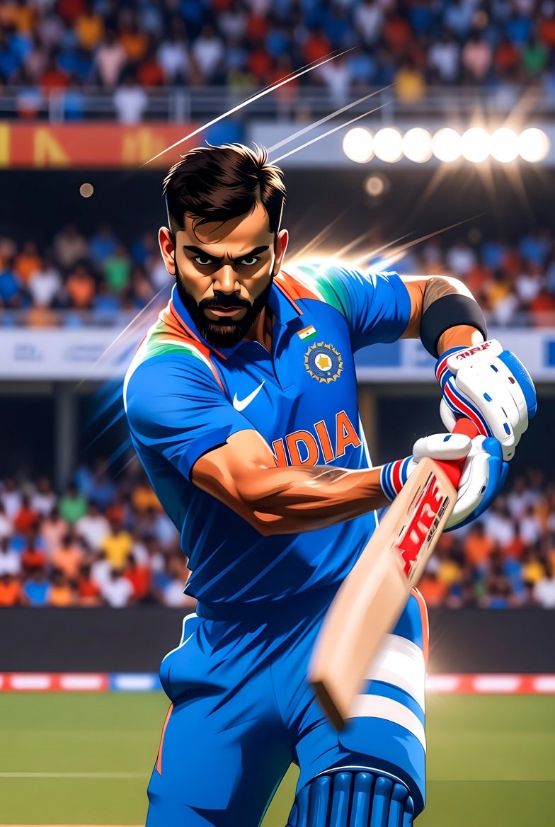 Virat Kohli Nano Style Cricket Cartoon — Nano Banana Pro image prompt example