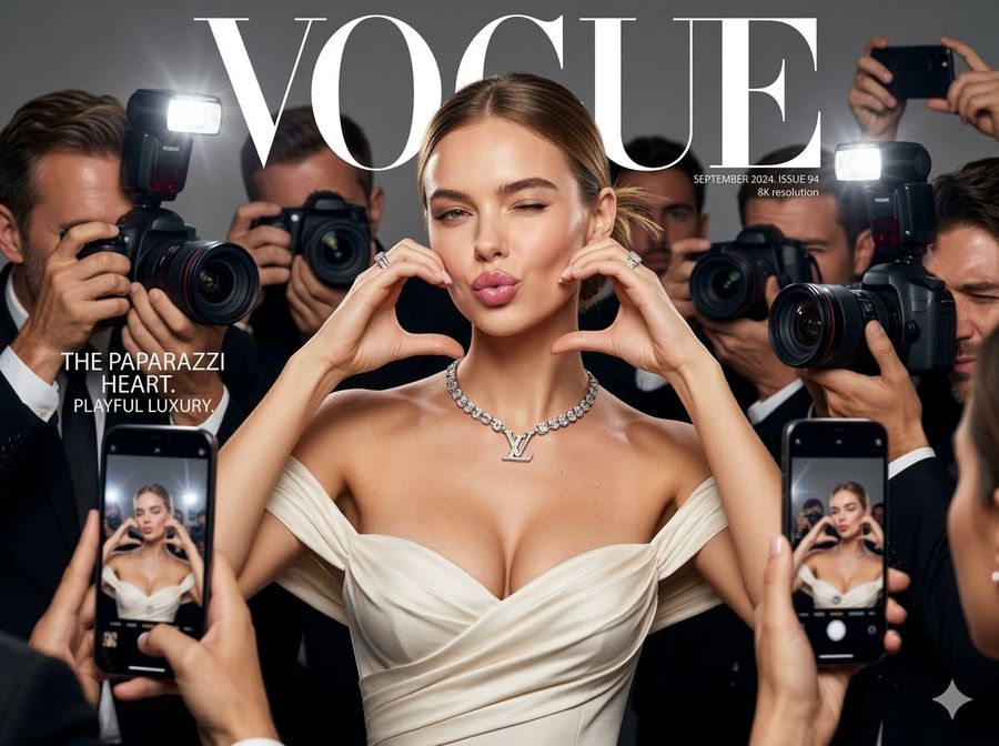 Vogue Cover Fashion Portrait With Face Reference — Nano Banana Pro image prompt example