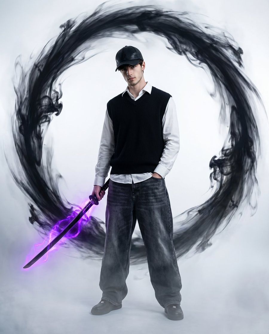 Vortex Katana Warrior — Nano Banana Pro image prompt example