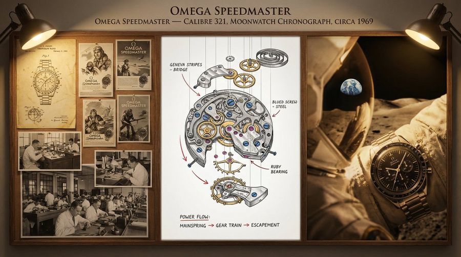 Watchmakers Documentation Board Exploded View — Nano Banana Pro image prompt example