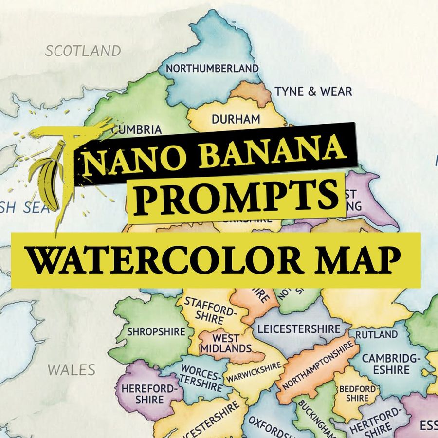 Watercolor Map Generation Prompt — Nano Banana Pro image prompt example