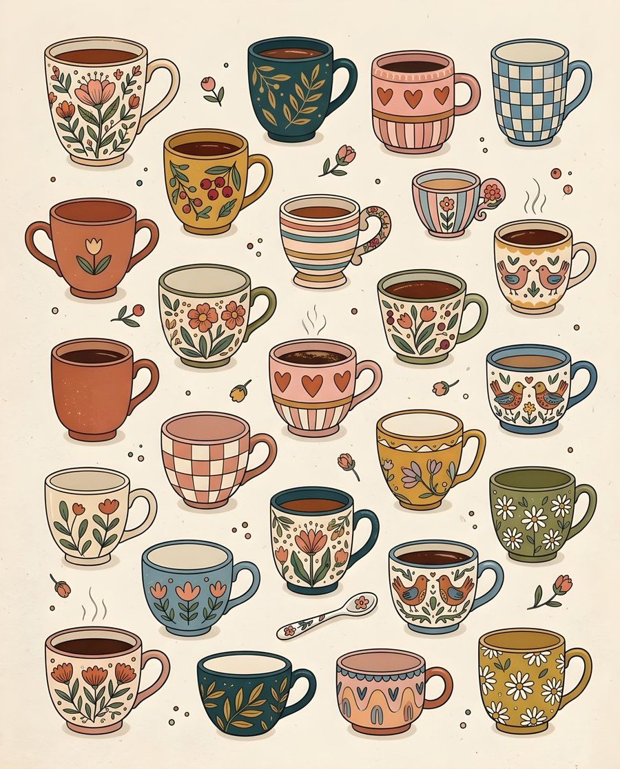 Whimsical Hand Drawn Teacups — Nano Banana Pro image prompt example