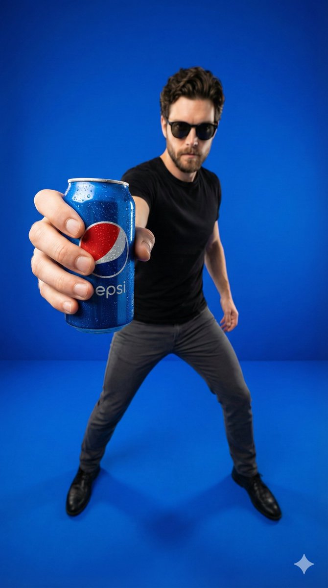 Wide Angle Product Poster Pepsi Can — Nano Banana Pro image prompt example