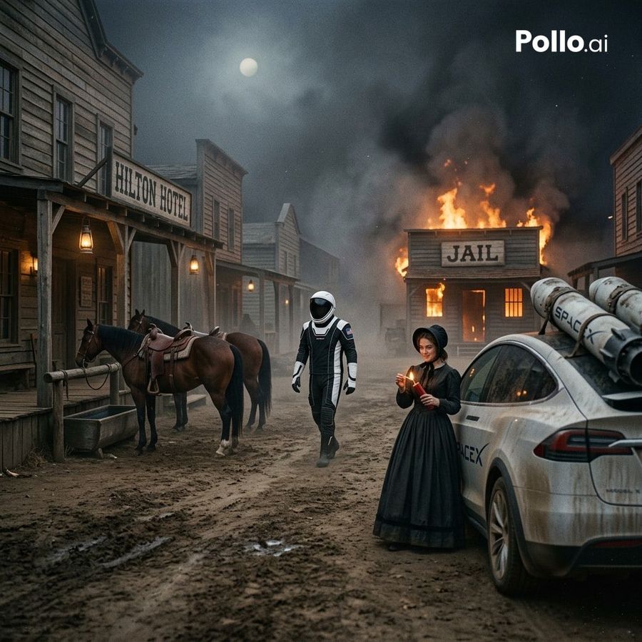 Wild West Sci Fi Time Travel Scene Prompt — Nano Banana Pro image prompt example