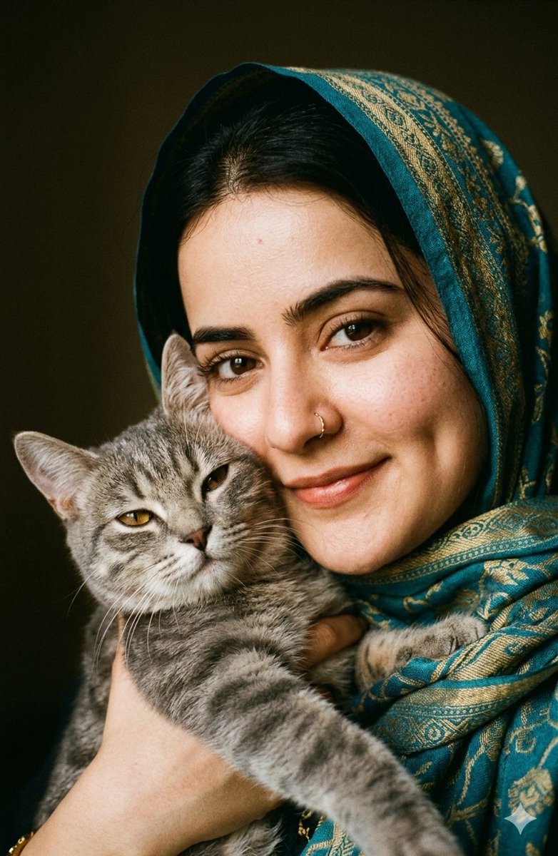 Woman Cat Domestic Portrait — Nano Banana Pro image prompt example