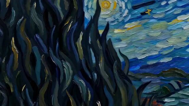 Van Gogh Post-Impressionism oil painting, Heavy Impasto texture,... — Seedance 2.0 video prompt example