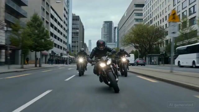High-speed motorcycle chase scene through the city — Seedance 2.0 video prompt example
