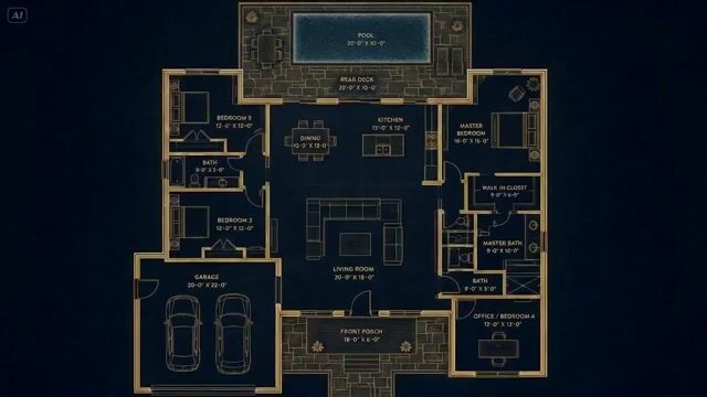 Architectural Blueprint House Transformation — Seedance 2.0 video prompt example