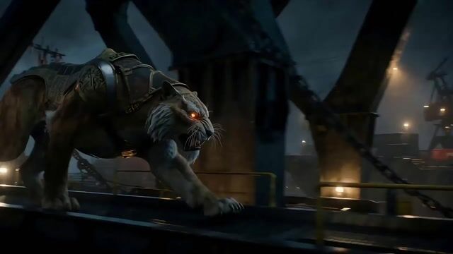 Armored Sabertooth Cat In Shipyard 504 — Seedance 2.0 video prompt example
