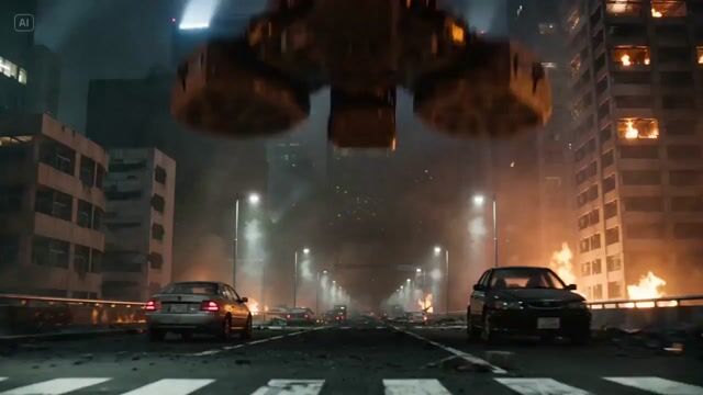 Battle Damaged Megacity Mech — Seedance 2.0 video prompt example