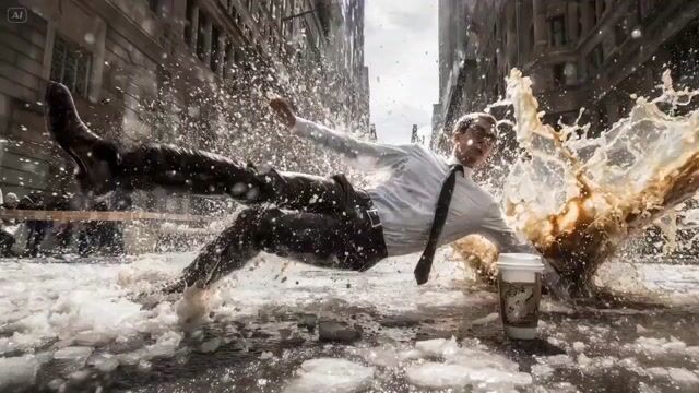 Bullet Time Falling Businessman — Seedance 2.0 video prompt example