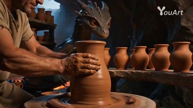 Cinematic Baby Dragon And Potter In Volcanic Cave 529 — Seedance 2.0 video prompt example