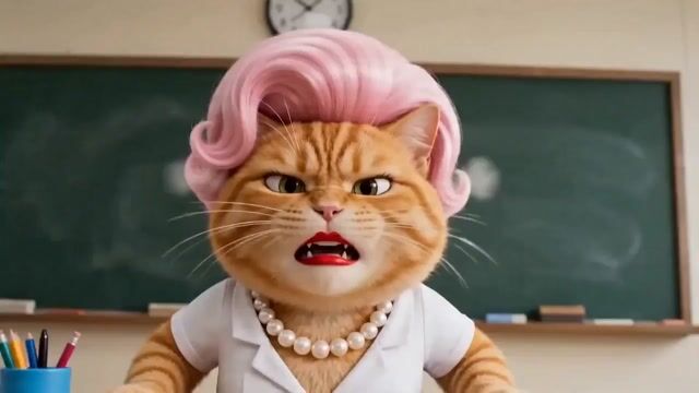 Comedic Adhd Cat Teacher Short Film — Seedance 2.0 video prompt example
