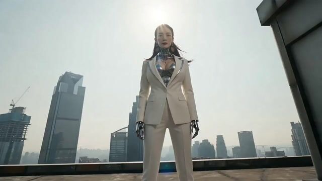 Cyberpunk Action Sequence Elegant Female Agent Jumps From Skyscraper To Moving Car — Seedance 2.0 video prompt example