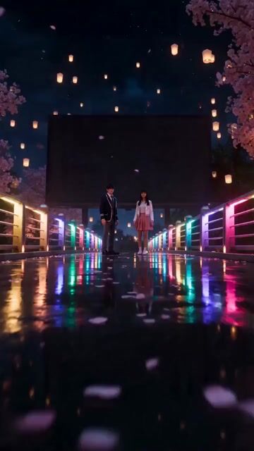 Cyberpunk Romance Scene School Anniversary Night — Seedance 2.0 video prompt example