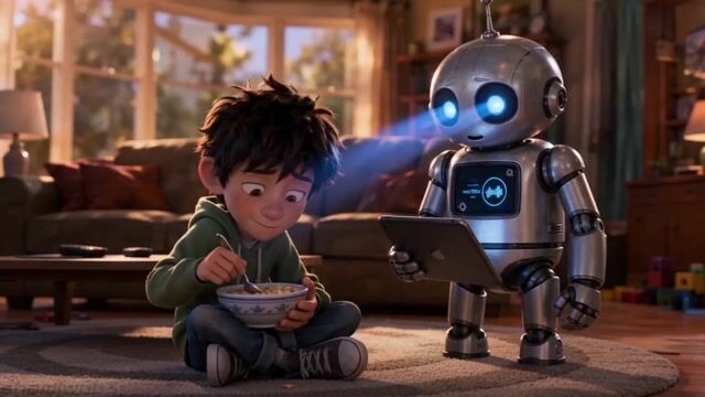 Emotional Robot And Boy Animation — Seedance 2.0 video prompt example