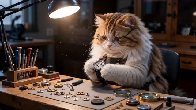 Fluffy Cat Watchmaker Scene Prompt — Seedance 2.0 video prompt example