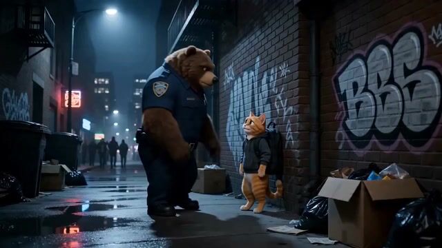 Funny Scene Prompt Cop And Cat — Seedance 2.0 video prompt example