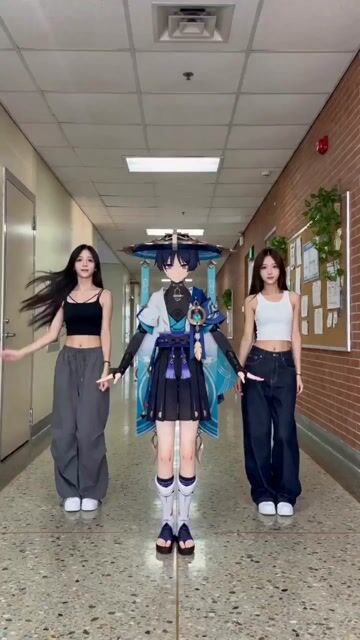 Genshin Impact Characters Dancing In School Corridor — Seedance 2.0 video prompt example