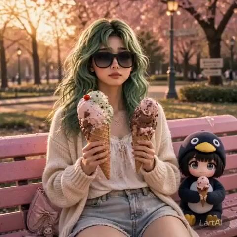 Girl Penguin Ice Cream Chaos — Seedance 2.0 video prompt example
